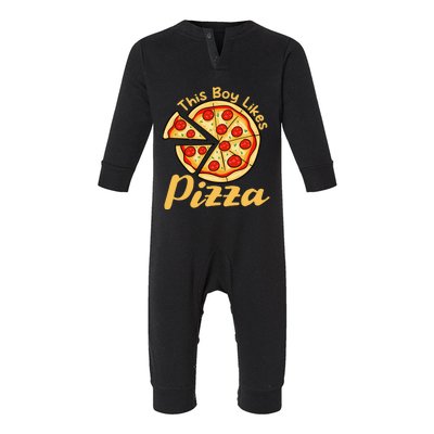 Boy Likes Pizza Ironic Pizza Making Italian Food Gift Infant Fleece One Piece