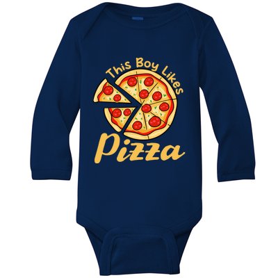 Boy Likes Pizza Ironic Pizza Making Italian Food Gift Baby Long Sleeve Bodysuit