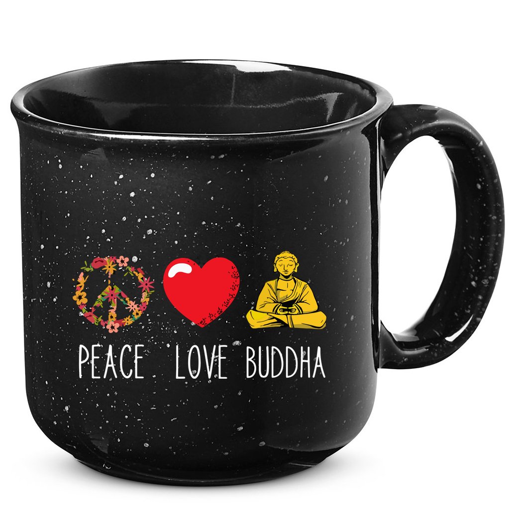 Buddha Love Peace Buddhist Zen Yoga Meditation Dao Mantra 15oz Campfire Ceramic Mug