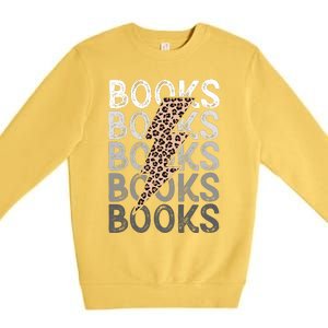 Books Leopard Print Book Club Bookish Premium Crewneck Sweatshirt