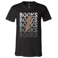 Books Leopard Print Book Club Bookish V-Neck T-Shirt