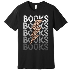 Books Leopard Print Book Club Bookish Premium T-Shirt