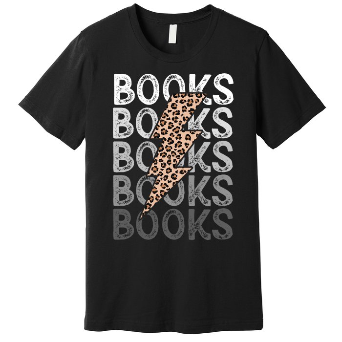 Books Leopard Print Book Club Bookish Premium T-Shirt