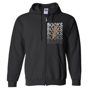 Books Leopard Print Book Club Bookish Full Zip Hoodie