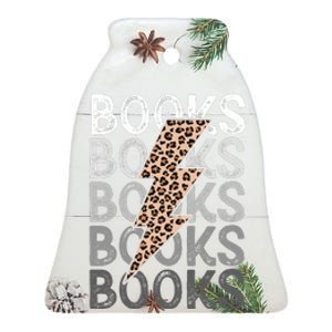 Books Leopard Print Book Club Bookish Ceramic Bell Ornament