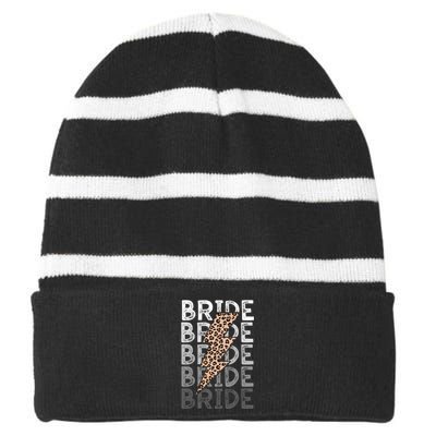 Bride Leopard Print Bachelorette Trip Striped Beanie with Solid Band