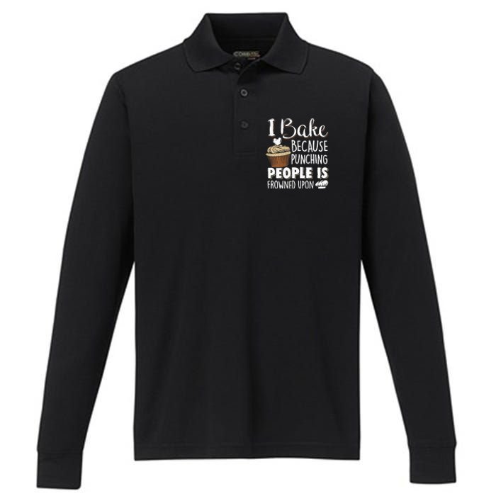 Baking Lover Punching People Baker & Cupcake Performance Long Sleeve Polo