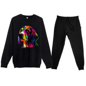 Beagle Lovers Pop Art Beagle Design Funny Beagle Premium Crewneck Sweatsuit Set