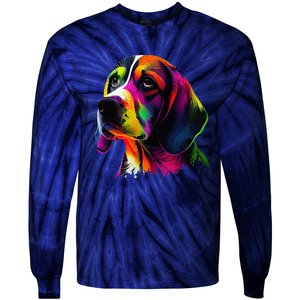 Beagle Lovers Pop Art Beagle Design Funny Beagle Tie-Dye Long Sleeve Shirt