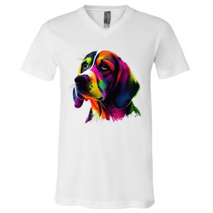 Beagle Lovers Pop Art Beagle Design Funny Beagle V-Neck T-Shirt