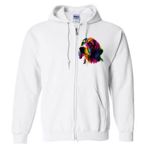 Beagle Lovers Pop Art Beagle Design Funny Beagle Full Zip Hoodie