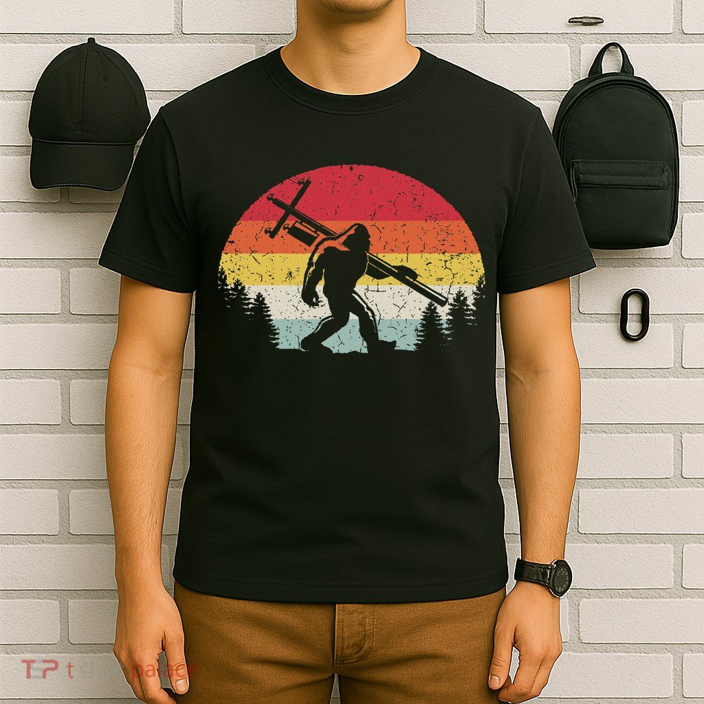 Bigfoot Lineman Power Electrician Funny Sasquatch Lineworker T-Shirt