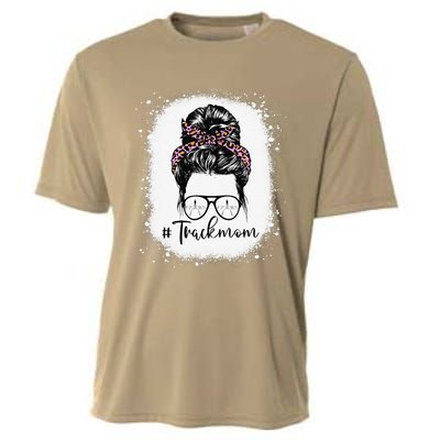 Bleached Leopard Pink Track Mom Life Messy Bun Mothers Day Cooling Performance Crew T-Shirt