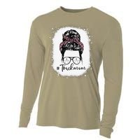 Bleached Leopard Pink Track Mom Life Messy Bun Mothers Day Cooling Performance Long Sleeve Crew