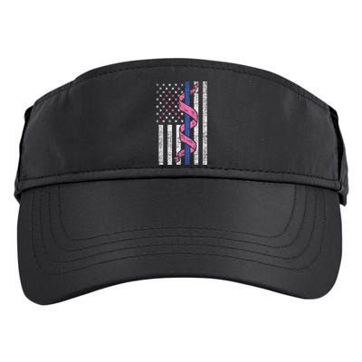 Blue Line Police Us Flag Pink Ribbon Breast Cancer Awareness Gift Adult Drive Performance Visor