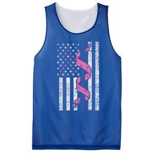 Blue Line Police Us Flag Pink Ribbon Breast Cancer Awareness Gift Mesh Reversible Basketball Jersey Tank