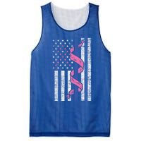 Blue Line Police Us Flag Pink Ribbon Breast Cancer Awareness Gift Mesh Reversible Basketball Jersey Tank