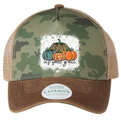Bleached Leopard Pumpkin Autumn Its Fall Yall Thanksgiving Legacy Tie Dye Trucker Hat