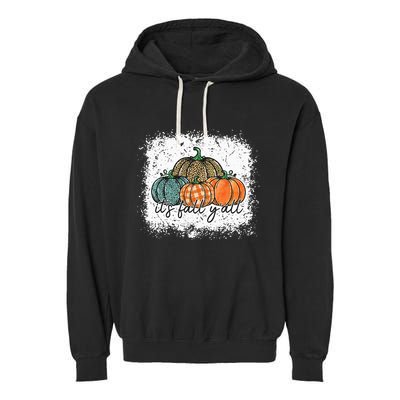 Bleached Leopard Pumpkin Autumn Its Fall Yall Thanksgiving Garment-Dyed Fleece Hoodie