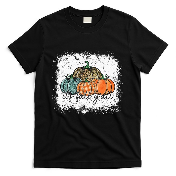 Bleached Leopard Pumpkin Autumn Its Fall Yall Thanksgiving T-Shirt