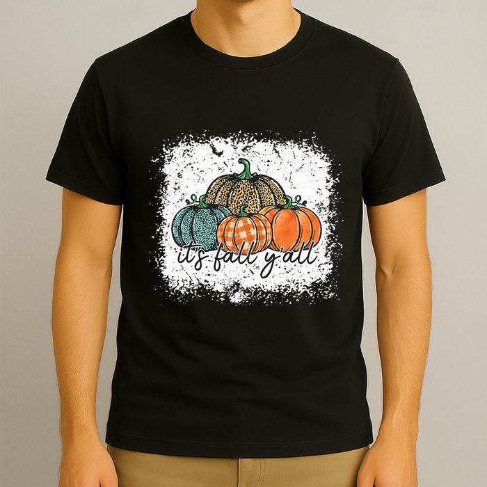 Bleached Leopard Pumpkin Autumn Its Fall Yall Thanksgiving T-Shirt