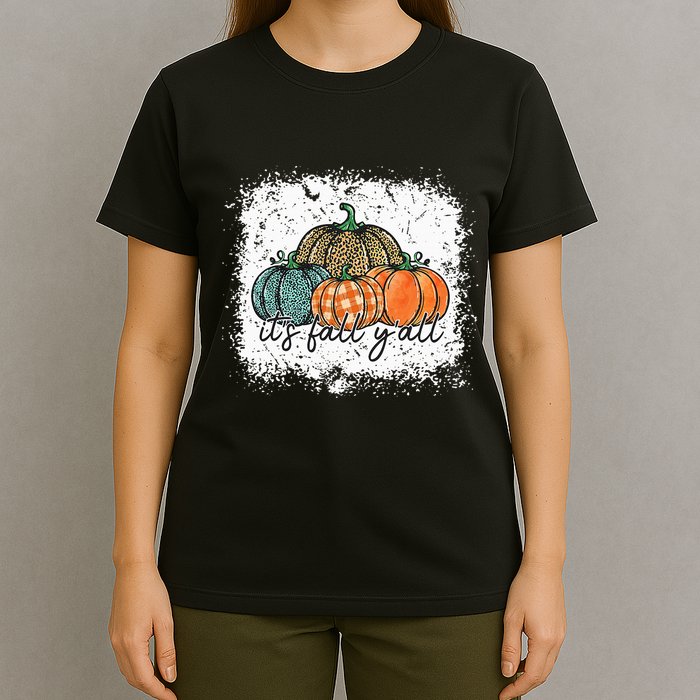 Bleached Leopard Pumpkin Autumn Its Fall Yall Thanksgiving T-Shirt