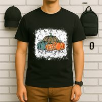 Bleached Leopard Pumpkin Autumn Its Fall Yall Thanksgiving T-Shirt