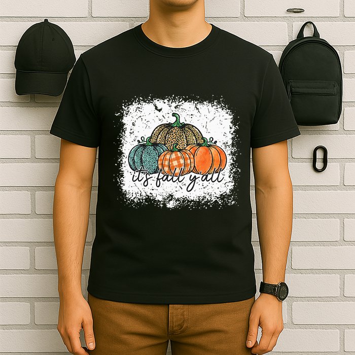 Bleached Leopard Pumpkin Autumn Its Fall Yall Thanksgiving T-Shirt