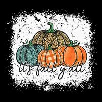 Bleached Leopard Pumpkin Autumn Its Fall Yall Thanksgiving T-Shirt