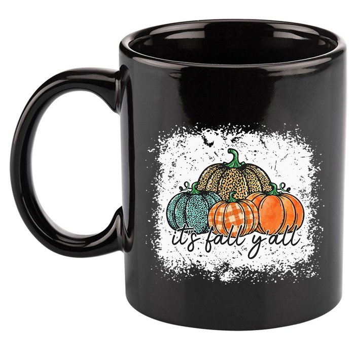 Bleached Leopard Pumpkin Autumn Its Fall Yall Thanksgiving 11oz C Handle Ceramic Mug