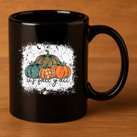 Bleached Leopard Pumpkin Autumn Its Fall Yall Thanksgiving 11oz C Handle Ceramic Mug