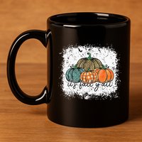 Bleached Leopard Pumpkin Autumn Its Fall Yall Thanksgiving 11oz C Handle Ceramic Mug