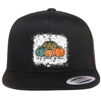 Bleached Leopard Pumpkin Autumn Its Fall Yall Thanksgiving Flat Bill Trucker Hat
