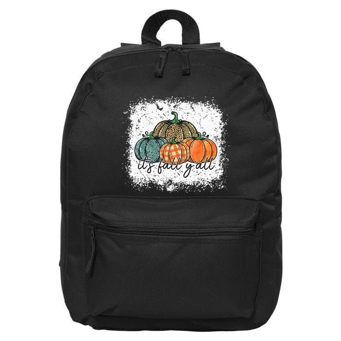 Bleached Leopard Pumpkin Autumn Its Fall Yall Thanksgiving 16 in Basic Backpack