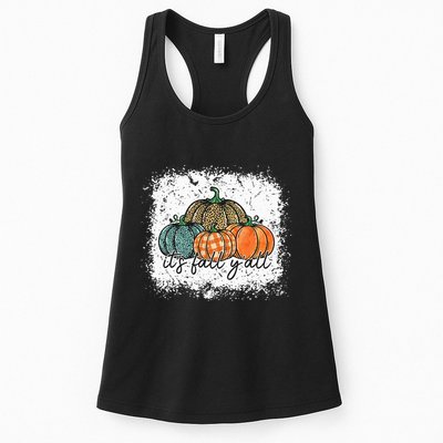 Bleached Leopard Pumpkin Autumn Its Fall Yall Thanksgiving Womens Tank Top