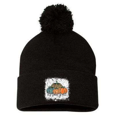 Bleached Leopard Pumpkin Autumn Its Fall Yall Thanksgiving Pom Pom 12in Knit Beanie