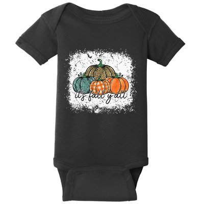 Bleached Leopard Pumpkin Autumn Its Fall Yall Thanksgiving Baby Bodysuit