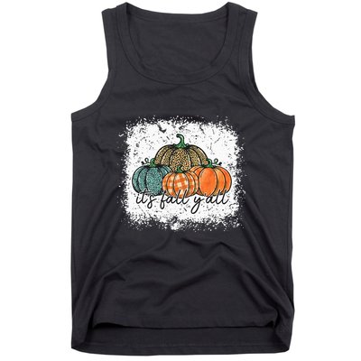 Bleached Leopard Pumpkin Autumn Its Fall Yall Thanksgiving Tank Top