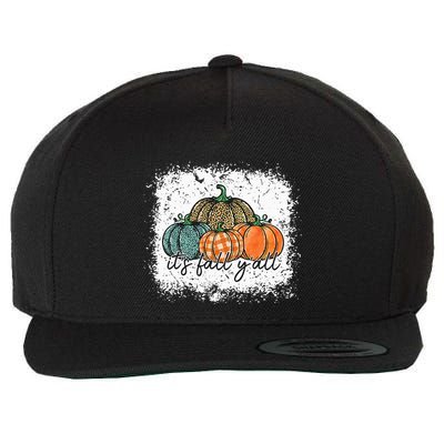 Bleached Leopard Pumpkin Autumn Its Fall Yall Thanksgiving Wool Snapback Cap