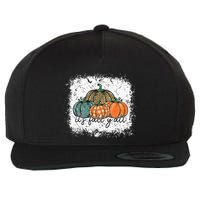 Bleached Leopard Pumpkin Autumn Its Fall Yall Thanksgiving Wool Snapback Cap
