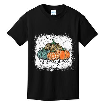 Bleached Leopard Pumpkin Autumn Its Fall Yall Thanksgiving Kids T-Shirt