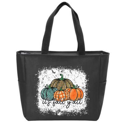Bleached Leopard Pumpkin Autumn Its Fall Yall Thanksgiving Zip Tote Bag
