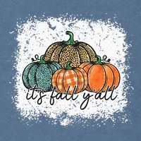 Bleached Leopard Pumpkin Autumn Its Fall Yall Thanksgiving Garment-Dyed Sweatshirt