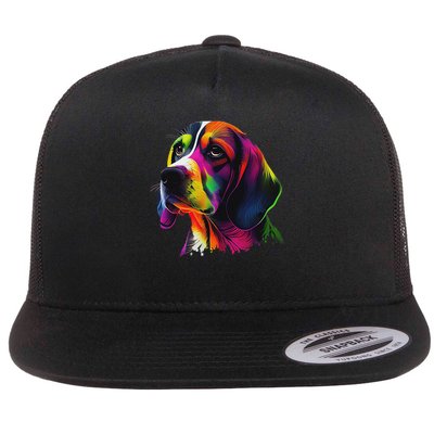 Beagle Lovers Pop Art Beagle Design Funny Beagle Flat Bill Trucker Hat