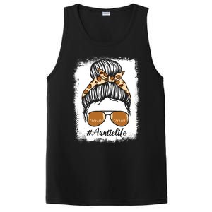 Bleached Leopard Print Messy Bun Sunglasses Football Auntie Gift PosiCharge Competitor Tank