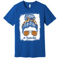 Bleached Leopard Print Messy Bun Sunglasses Football Auntie Gift Premium T-Shirt