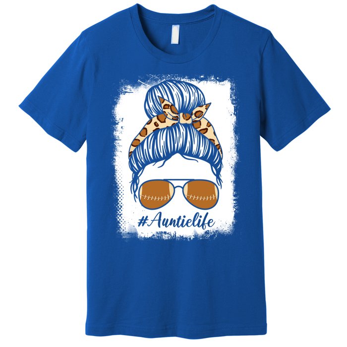 Bleached Leopard Print Messy Bun Sunglasses Football Auntie Gift Premium T-Shirt