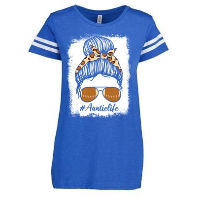 Bleached Leopard Print Messy Bun Sunglasses Football Auntie Gift Enza Ladies Jersey Football T-Shirt