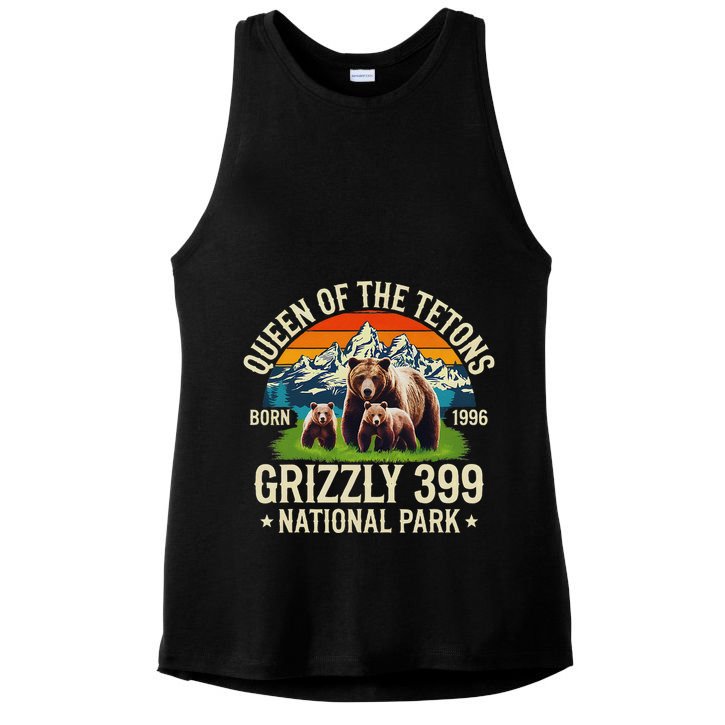 Bear Lovers Queen Of The Tetons Grizzly 399 National Park Ladies PosiCharge Tri-Blend Wicking Tank
