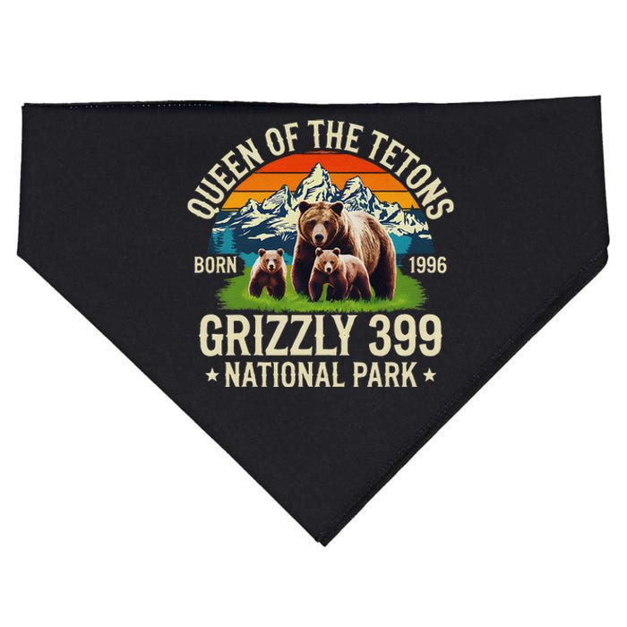 Bear Lovers Queen Of The Tetons Grizzly 399 National Park USA-Made Doggie Bandana